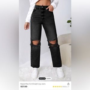 Shein Ripped Raw Cut Mom Jean